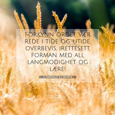 Picture 07 - 2 Timoteus 4:2 NORSK - Forkynn ordet, vær rede i tide og utide, - Bible Verse Picture
