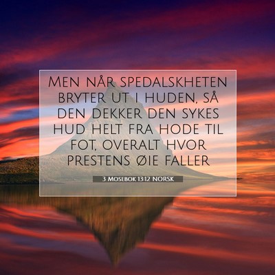Picture 07 - 3 Mosebok 13:12 NORSK - Men når spedalskheten bryter ut i huden, så den - Bible Verse Picture