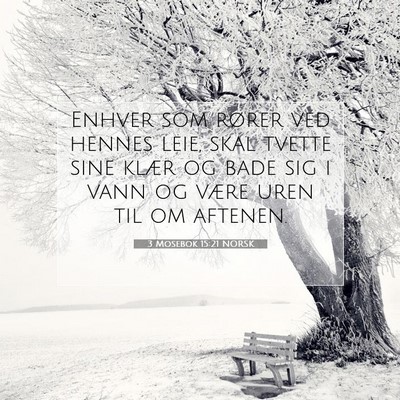 Picture 07 - 3 Mosebok 15:21 NORSK - Enhver som rører ved hennes leie, skal tvette - Bible Verse Picture