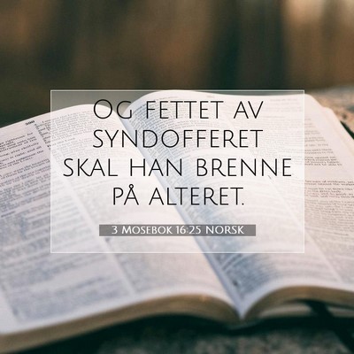 Picture 07 - 3 Mosebok 16:25 NORSK - Og fettet av syndofferet skal han brenne på - Bible Verse Picture
