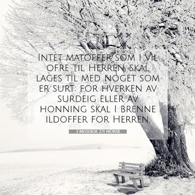 Picture 07 - 3 Mosebok 2:11 NORSK - Intet matoffer som I vil ofre til Herren, skal - Bible Verse Picture