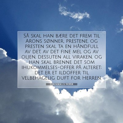 Picture 07 - 3 Mosebok 2:2 NORSK - Så skal han bære det frem til Arons sønner, - Bible Verse Picture