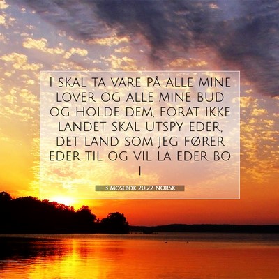 Picture 07 - 3 Mosebok 20:22 NORSK - I skal ta vare på alle mine lover og alle mine - Bible Verse Picture