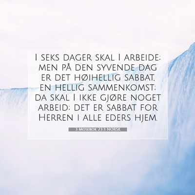 Picture 07 - 3 Mosebok 23:3 NORSK - I seks dager skal I arbeide; men på den syvende - Bible Verse Picture