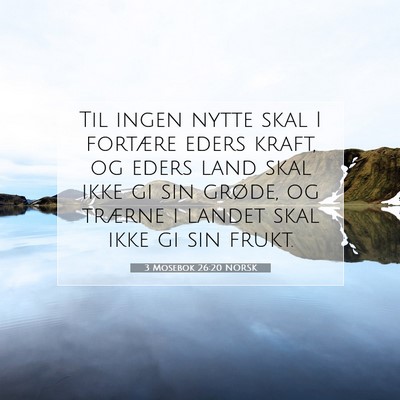 Picture 07 - 3 Mosebok 26:20 NORSK - Til ingen nytte skal I fortære eders kraft, og - Bible Verse Picture