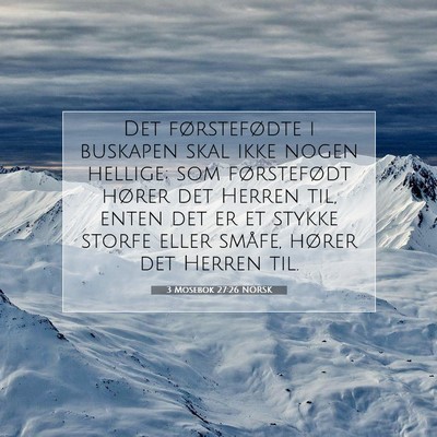 Picture 07 - 3 Mosebok 27:26 NORSK - Det førstefødte i buskapen skal ikke nogen - Bible Verse Picture