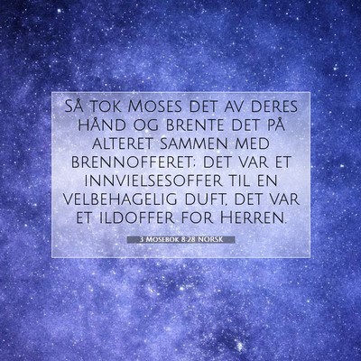 Picture 07 - 3 Mosebok 8:28 NORSK - Så tok Moses det av deres hånd og brente det - Bible Verse Picture