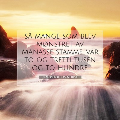 Picture 07 - 4 Mosebok 1:35 NORSK - så mange som blev mønstret av Manasse stamme, - Bible Verse Picture