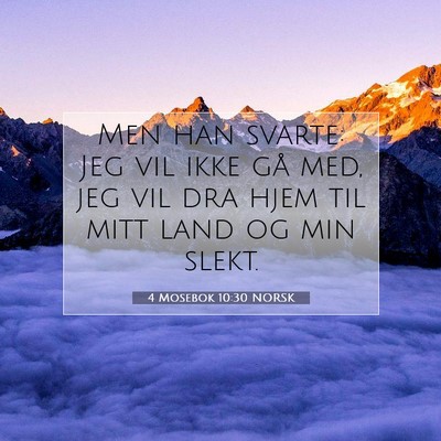 Picture 07 - 4 Mosebok 10:30 NORSK - Men han svarte: Jeg vil ikke gå med, jeg vil dra - Bible Verse Picture