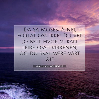 Picture 07 - 4 Mosebok 10:31 NORSK - Da sa Moses: Å nei, forlat oss ikke! Du vet jo - Bible Verse Picture