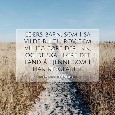 Picture 07 - 4 Mosebok 14:31 NORSK - Eders barn, som I sa vilde bli til rov, dem vil - Bible Verse Picture