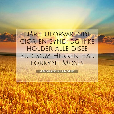 Picture 07 - 4 Mosebok 15:22 NORSK - Når I uforvarende gjør en synd og ikke holder - Bible Verse Picture