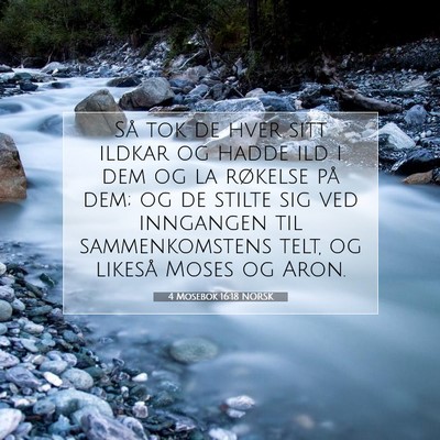Picture 07 - 4 Mosebok 16:18 NORSK - Så tok de hver sitt ildkar og hadde ild i dem og - Bible Verse Picture