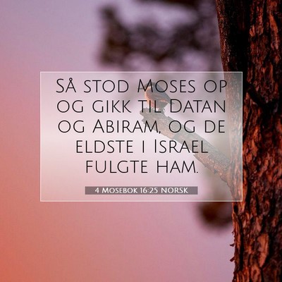 Picture 07 - 4 Mosebok 16:25 NORSK - Så stod Moses op og gikk til Datan og Abiram, og - Bible Verse Picture