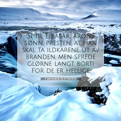 Picture 07 - 4 Mosebok 16:37 NORSK - Si til Eleasar, Arons sønn, presten, at han skal - Bible Verse Picture