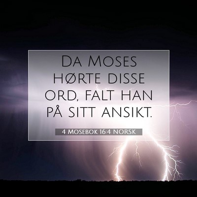Picture 07 - 4 Mosebok 16:4 NORSK - Da Moses hørte disse ord, falt han på sitt - Bible Verse Picture