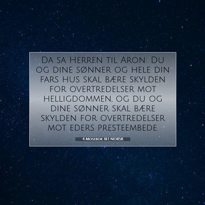 Picture 07 - 4 Mosebok 18:1 NORSK - Da sa Herren til Aron: Du og dine sønner og hele - Bible Verse Picture