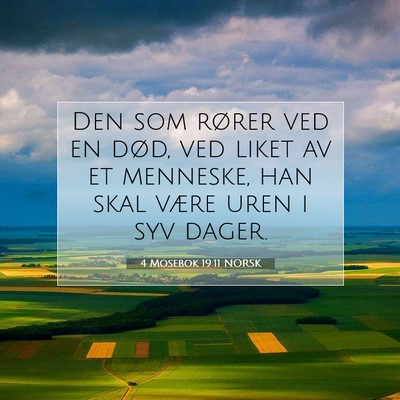 Picture 07 - 4 Mosebok 19:11 NORSK - Den som rører ved en død, ved liket av et - Bible Verse Picture