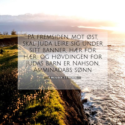 Picture 07 - 4 Mosebok 2:3 NORSK - På fremsiden, mot øst, skal Juda leire sig - Bible Verse Picture