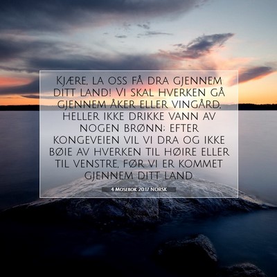 Picture 07 - 4 Mosebok 20:17 NORSK - Kjære, la oss få dra gjennem ditt land! Vi skal - Bible Verse Picture