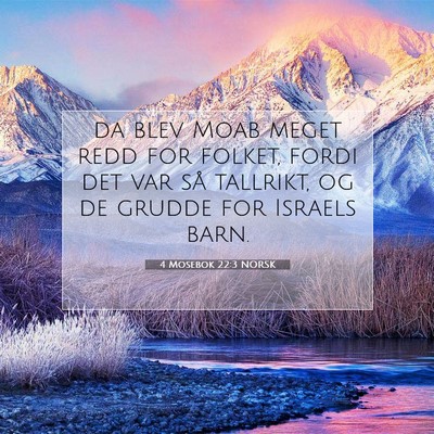 Picture 07 - 4 Mosebok 22:3 NORSK - da blev Moab meget redd for folket, fordi det var - Bible Verse Picture