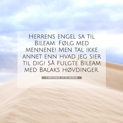Picture 07 - 4 Mosebok 22:35 NORSK - Herrens engel sa til Bileam: Følg med mennene! - Bible Verse Picture