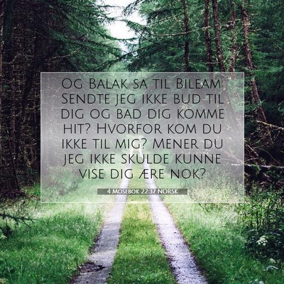 Picture 07 - 4 Mosebok 22:37 NORSK - Og Balak sa til Bileam: Sendte jeg ikke bud til - Bible Verse Picture