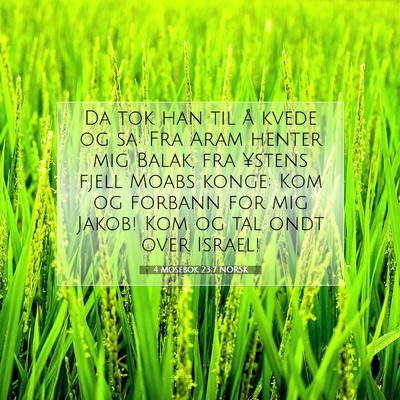 Picture 07 - 4 Mosebok 23:7 NORSK - Da tok han til å kvede og sa: Fra Aram henter - Bible Verse Picture