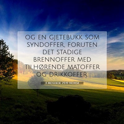 Picture 07 - 4 Mosebok 29:19 NORSK - og en gjetebukk som syndoffer, foruten det - Bible Verse Picture
