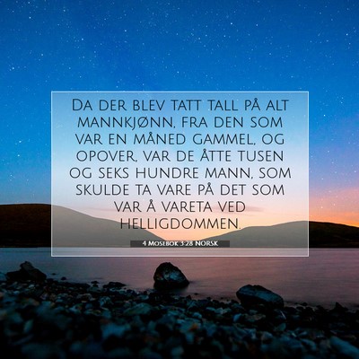 Picture 07 - 4 Mosebok 3:28 NORSK - Da der blev tatt tall på alt mannkjønn, fra den - Bible Verse Picture