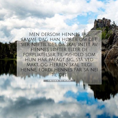 Picture 07 - 4 Mosebok 30:5 NORSK - Men dersom hennes far samme dag han hører om - Bible Verse Picture