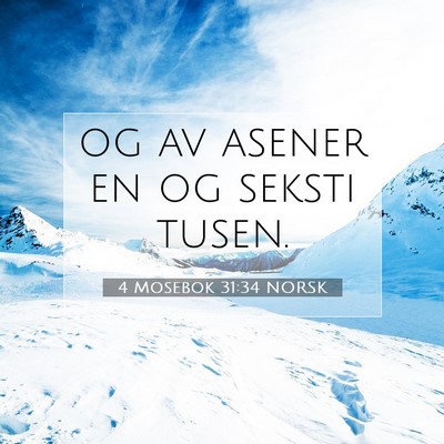 Picture 07 - 4 Mosebok 31:34 NORSK - og av asener en og seksti - Bible Verse Picture