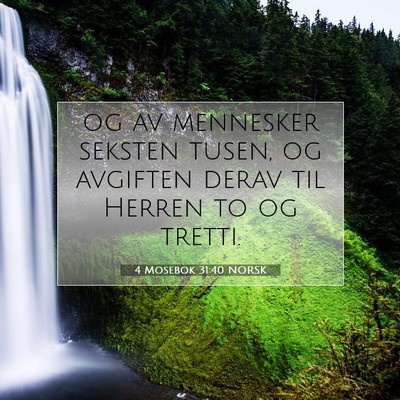 Picture 07 - 4 Mosebok 31:40 NORSK - og av mennesker seksten tusen, og avgiften derav - Bible Verse Picture