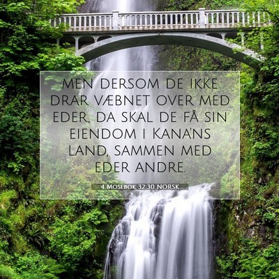Picture 07 - 4 Mosebok 32:30 NORSK - men dersom de ikke drar væbnet over med eder, da - Bible Verse Picture