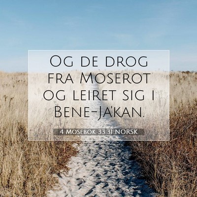 Picture 07 - 4 Mosebok 33:31 NORSK - Og de drog fra Moserot og leiret sig i - Bible Verse Picture
