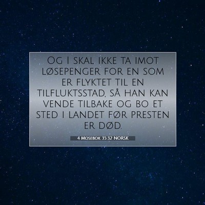 Picture 07 - 4 Mosebok 35:32 NORSK - Og I skal ikke ta imot løsepenger for en som er - Bible Verse Picture