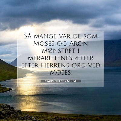 Picture 07 - 4 Mosebok 4:45 NORSK - Så mange var de som Moses og Aron mønstret i - Bible Verse Picture