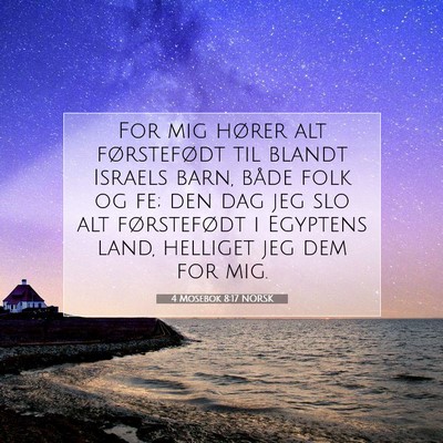 Picture 07 - 4 Mosebok 8:17 NORSK - For mig hører alt førstefødt til blandt - Bible Verse Picture