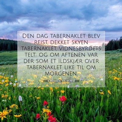 Picture 07 - 4 Mosebok 9:15 NORSK - Den dag tabernaklet blev reist, dekket skyen - Bible Verse Picture