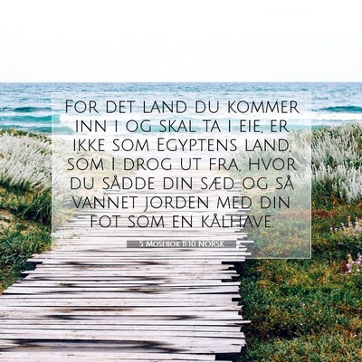 Picture 07 - 5 Mosebok 11:10 NORSK - For det land du kommer inn i og skal ta i eie, er - Bible Verse Picture
