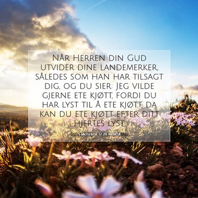Picture 07 - 5 Mosebok 12:20 NORSK - Når Herren din Gud utvider dine landemerker, - Bible Verse Picture