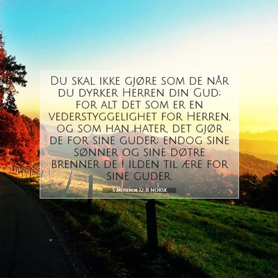 Picture 07 - 5 Mosebok 12:31 NORSK - Du skal ikke gjøre som de når du dyrker Herren - Bible Verse Picture