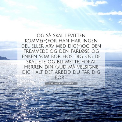Picture 07 - 5 Mosebok 14:29 NORSK - og så skal levitten komme(-)for han har ingen - Bible Verse Picture