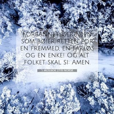 Picture 07 - 5 Mosebok 27:19 NORSK - Forbannet være den som bøier retten for en - Bible Verse Picture