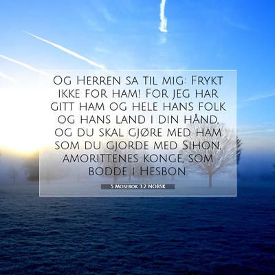 Picture 07 - 5 Mosebok 3:2 NORSK - Og Herren sa til mig: Frykt ikke for ham! For jeg - Bible Verse Picture