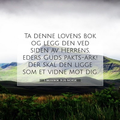 Picture 07 - 5 Mosebok 31:26 NORSK - Ta denne lovens bok og legg den ved siden av - Bible Verse Picture