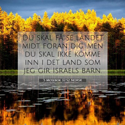 Picture 07 - 5 Mosebok 32:52 NORSK - Du skal få se landet midt foran dig, men du skal - Bible Verse Picture