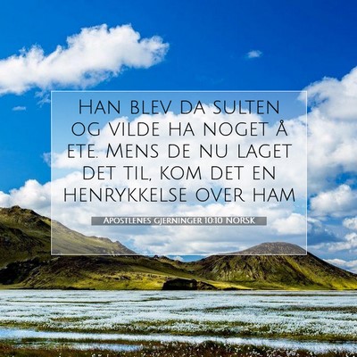 Picture 07 - Apostlenes gjerninger 10:10 NORSK - Han blev da sulten og vilde ha noget å ete. Mens - Bible Verse Picture