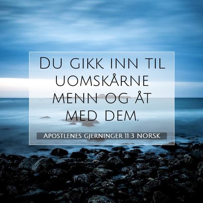 Picture 07 - Apostlenes gjerninger 11:3 NORSK - Du gikk inn til uomskårne menn og åt med - Bible Verse Picture