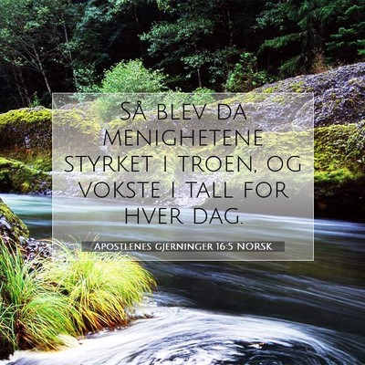 Picture 07 - Apostlenes gjerninger 16:5 NORSK - Så blev da menighetene styrket i troen, og - Bible Verse Picture